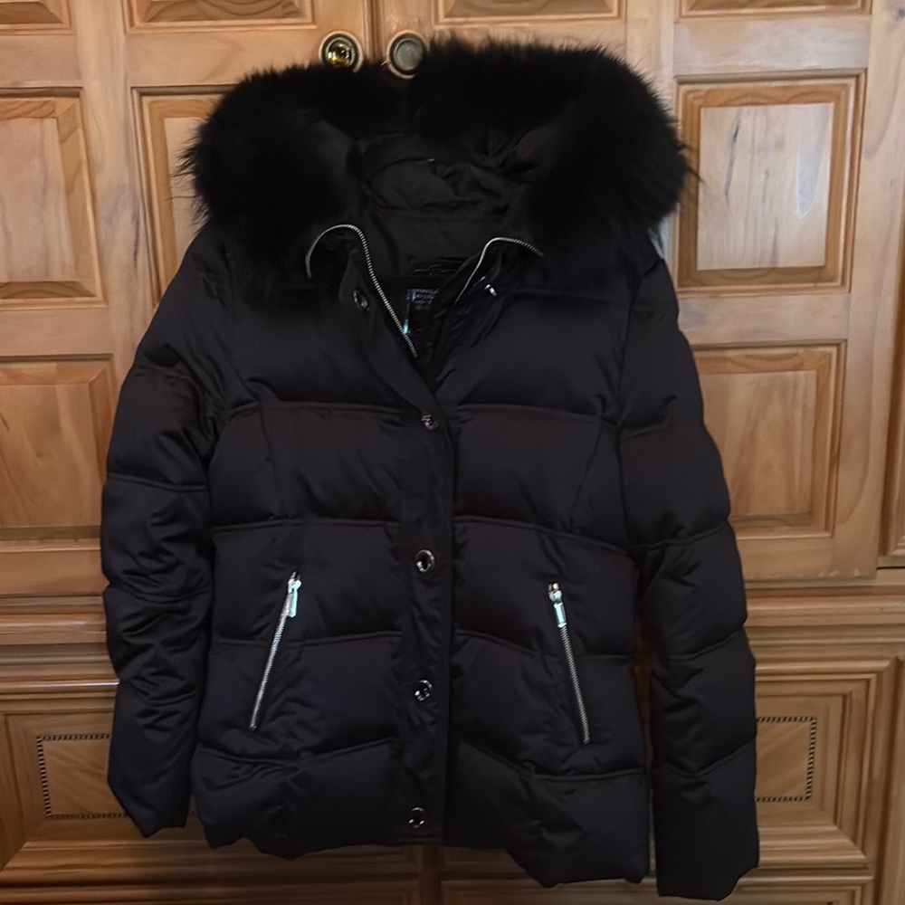 Women's Black Fur-Trimmed Jacket